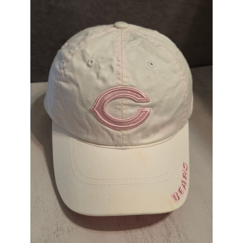 Reebok Chicago Bears NFL Hat White Pink Embroidered Adjustable Cap Child Size